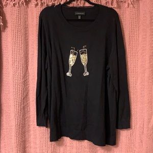 Champagne Glass Black Sweater